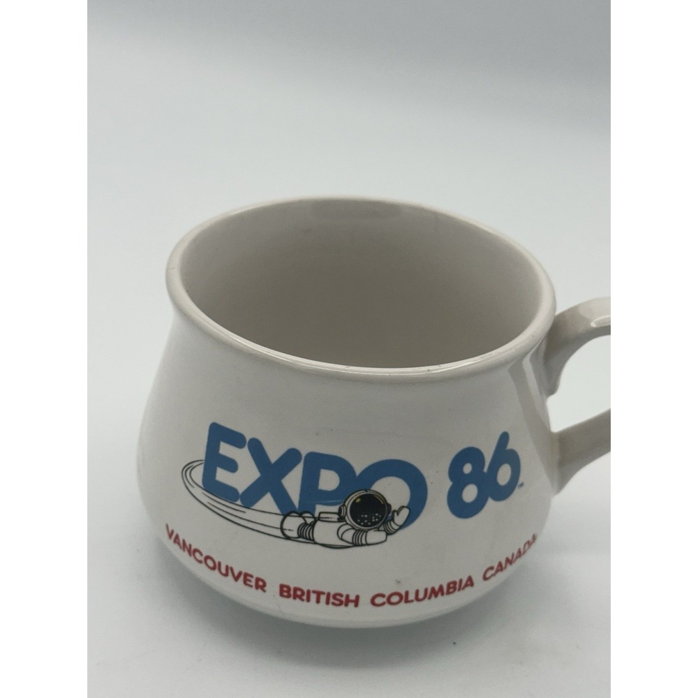 Expo 86 Vancouver Coffee Mug White Vintage Astronaut World Fair Souvenir